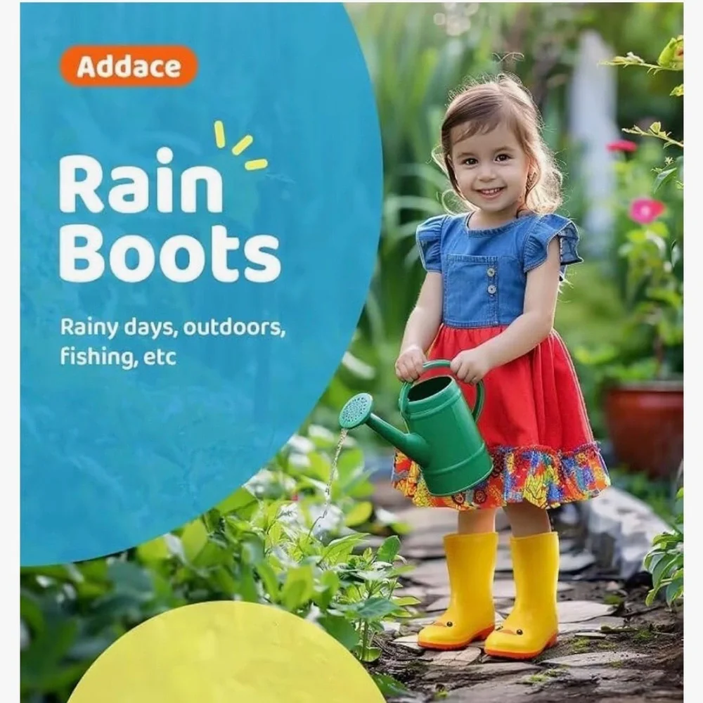 Kids Rain Boots, Yellow Duck, Boys Girls Waterproof Toddler fshoe 6-7 toddler